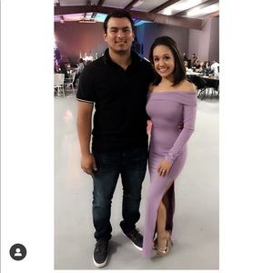 Lavender Off Shoulder Midi Dress